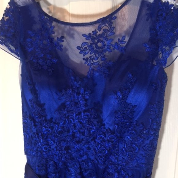 MARINA Dresses Beautiful Cobalt Blue Elegant Dress With Lace Poshmark